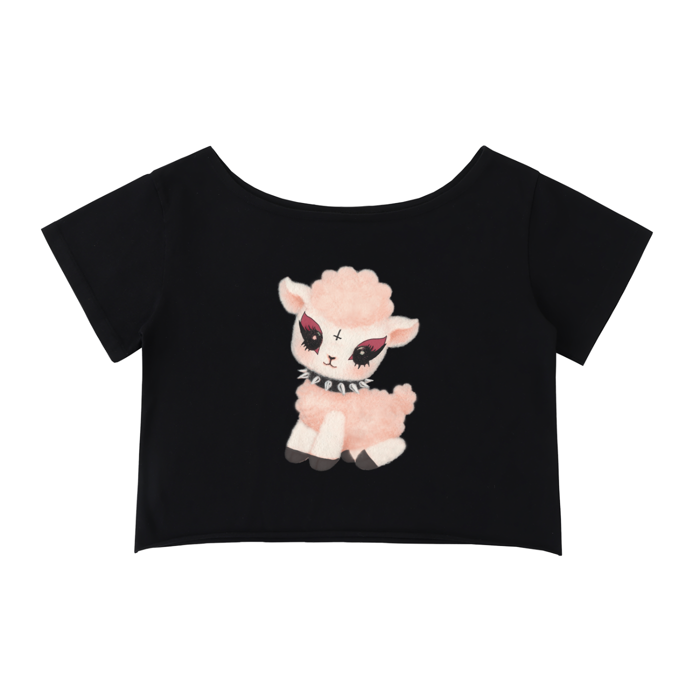 Off-Shoulder Rolled Hem Cotton T-Shirt