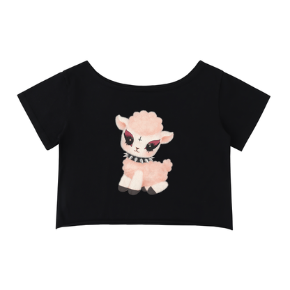 Off-Shoulder Rolled Hem Cotton T-Shirt
