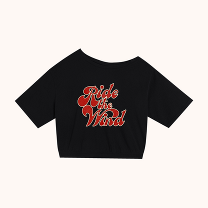 Ride the Wind- Asymmetric Shoulder Oversized Tee