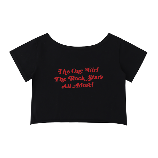 Off-Shoulder Rolled Hem Cotton T-Shirt