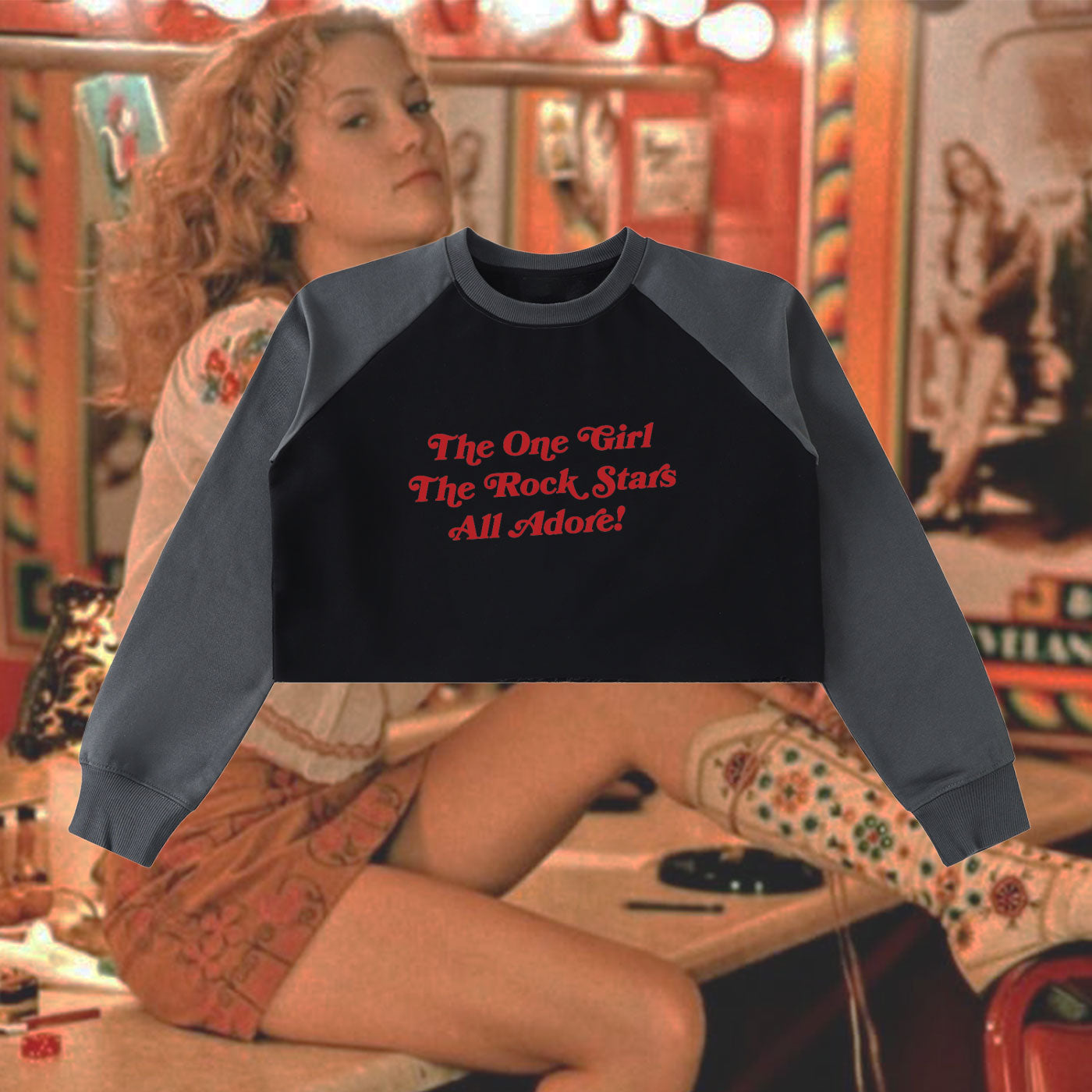 The One Girl All the Rockstar Adore! - Raglan Crop Sweatshirt